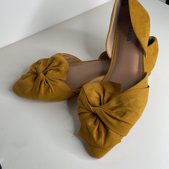 torrid Shoes - Torrid twist bow d’Orsay flat in yellow mustard size 11W soft suede like fabric